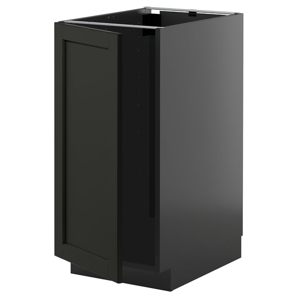 METOD black kitchen cabinet, rectangular, ash wood, modern traditional design.