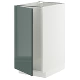 Modern kitchen unit, white & green, glossy front, square, sturdy.