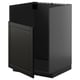 Black kitchen cabinet, modern design, square shape with flat panels, part of METOD system.