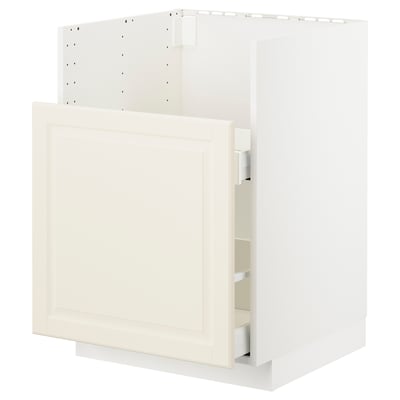 White METOD kitchen cabinet with door and drawer, soft-close.
