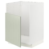 METOD kitchen cabinet with green stensund fronts, white frame, vertical groove design.