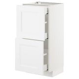 White METOD kitchen cabinet with two drawers and one door, rectangular shape, modern design.