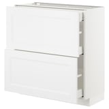 White METOD kitchen cabinet, half-open drawers, modern design.