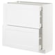 White METOD kitchen cabinet, half-open drawers, modern design.