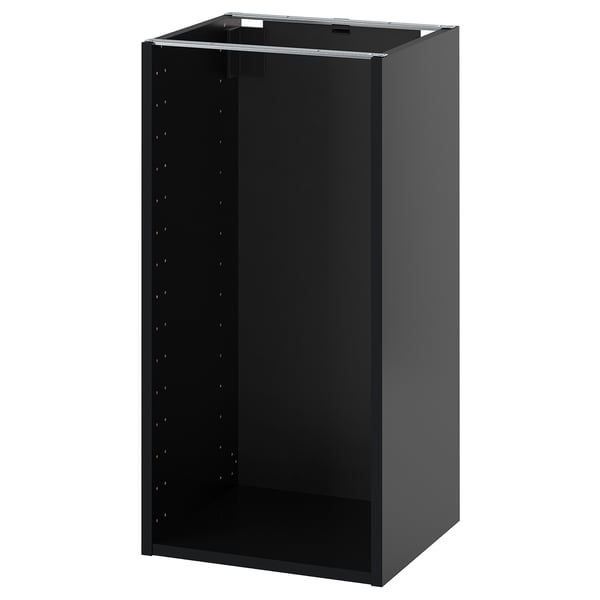 METOD base cabinet in dark grey, square shape, open front, melamine and particleboard construction.