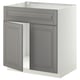 Ikea METOD kitchen cabinet, grey, rectangular, traditional beveled edges.