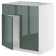 Modern METOD kitchen unit with high-gloss grey-green doors, square shape, and sleek design.