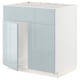White METOD kitchen cabinet with glossy blue-gray doors, rectangular shape.