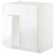 A white ikea METOD kitchen cabinet unit with sleek, modern edges, part of the voxtorp series, designed for a minimalist kitchen look.