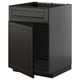 METOD kitchen unit, black with beveled edges, modern sleek design, sturdy frame, includes drawers and door.