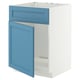 METOD Base cabinet f sink w door/front, white/Lerhyttan blue, 60x60 cm