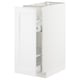 White METOD kitchen cabinet with glass door, sleek minimalist design.