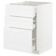 White METOD kitchen cabinet, three drawers, modern design, sturdy and sleek.