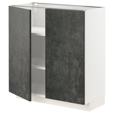 METOD gray cabinet, modern design, white frame, dark gray doors, adjustable shelves.