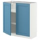METOD Base cabinet with shelves/2 doors, white/Lerhyttan blue, 80x37 cm
