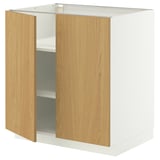 METOD storage unit: white base, light oak doors, rectangular shape, adjustable shelves.