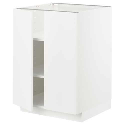 White METOD kitchen cabinet, square shape, smooth design, sturdy frame, adjustable shelves.