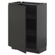 Dark grey kitchen cabinet with doors, modern design, matte finish, adjustable shelves.