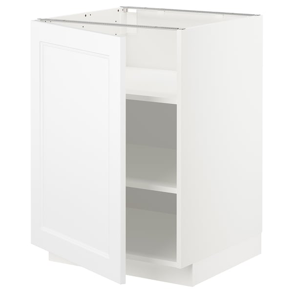 METOD white kitchen cabinet, rectangular with open shelves.