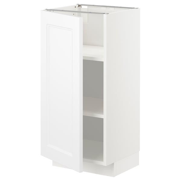 White METOD cabinet, sleek modern design, adjustable shelves, sturdy build.