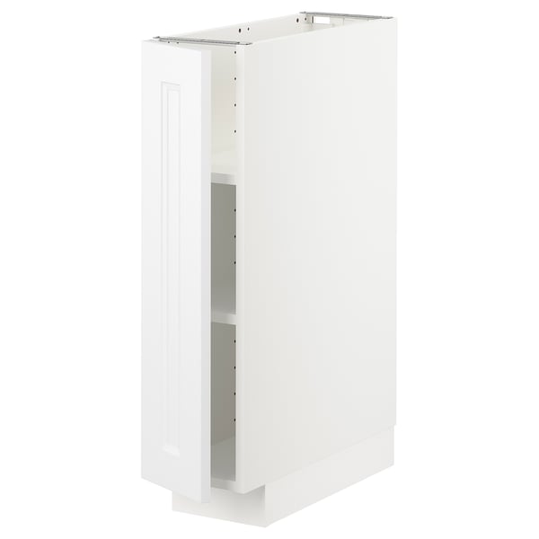 White METOD kitchen cabinet, glossy with adjustable shelves, rectangular shape, modern design.