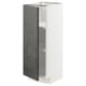 Its a white METOD kitchen cabinet with a dark grey door, left-hinged, featuring a modern, urban design.