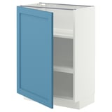 METOD Base cabinet with shelves, white/Lerhyttan blue, 60x37 cm