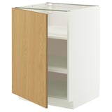 A white METOD kitchen cabinet with a light wooden door, featuring two shelves inside.
