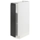 A white METOD kitchen cabinet with a matte black door and integrated handle. The cabinet is rectangular with adjustable shelves.