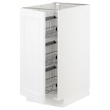 White METOD kitchen cabinet, three wire shelves, modern design.