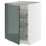 Green-high gloss kitchen cabinet with pull-out shelves.