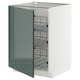 Green-high gloss kitchen cabinet with pull-out shelves.