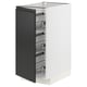 Modern kitchen cabinet, METOD, black, metal baskets, white and black, sleek, organized.