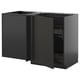METOD Corner base cab w pull-out fitting, black-grey/Nickebo matt anthracite, 128x68 cm