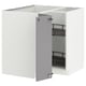 Modern grey kitchen cabinet set with adjustable shelves.