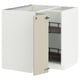 An off-white METOD kitchen cabinet with a door in beige and a wire shelf inside.