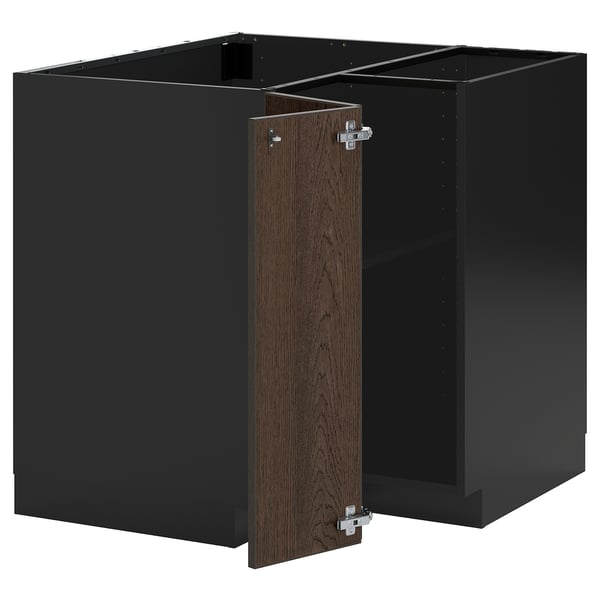Ikea METOD kitchen black corner cabinet, dark wood, adjustable shelves.