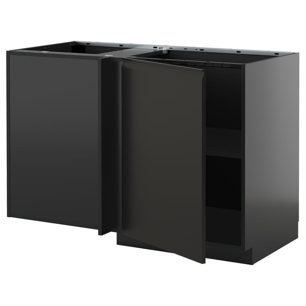 METOD kitchen unit: matte black; modern, square design with integrated handles.
