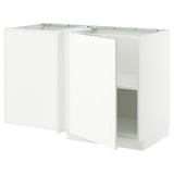 Ikea METOD white kitchen cabinet unit, l-shape with open shelf.