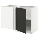 METOD kitchen unit in white with black door, modern design.