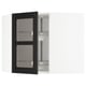 Modern black stained glass door kitchen cabinet with adjustable shelves.