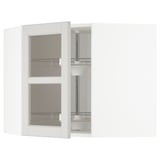 METOD kitchen unit, white, glass doors, adjustable shelf, corner design.