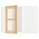 Light wood-framed glass cabinet door with beveled edges.