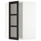 METOD kitchen cabinet with black glass doors & beveled edges