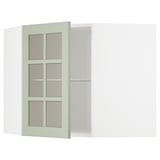 METOD kitchen in green with stensund glass doors. 6-paneled frosted glass in white frame. Adjustable shelves and versatile mounting.