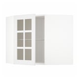 METOD white kitchen cabinet with glass door open, modern design.
