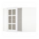 METOD white kitchen cabinet with glass door open, modern design.