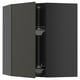 Black ikea METOD kitchen cabinet with glass shelf, square, sleek modern design.
