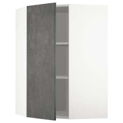 A METOD kitchen cabinet with kalhyttans dark grey concrete effect door, featuring a sturdy frame and adjustable shelf.
