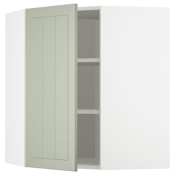 Ikea METOD green cabinet with adjustable shelves.